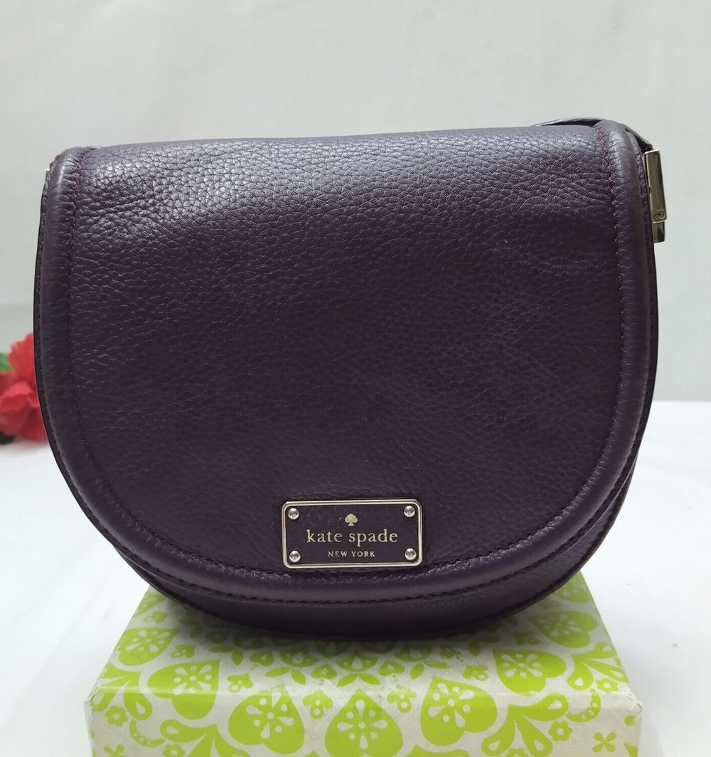 Kate Spade New York Plum Purple Pebbled Leather Flap Closure Small Crossbody Bag